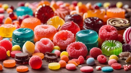 Fototapeta na wymiar jelly beans and candy, ai generated