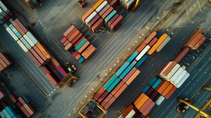 Top view shipping container terminal. Generative Ai