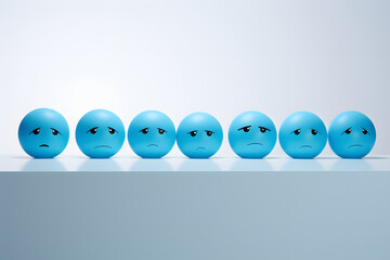 The 'Blue Monday' concept portrayed by a poignant emoji on a tranquil light blue setting.  
Generative AI,
