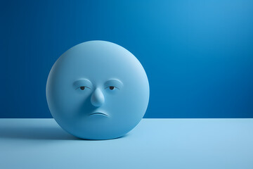 The 'Blue Monday' concept portrayed by a poignant emoji on a tranquil light blue setting.   Generative AI,