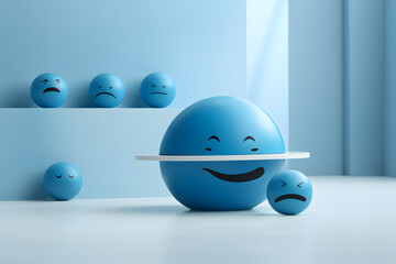 The mood of 'Blue Monday' conveyed through a somber emoji on a gentle light blue backdrop Generative AI,