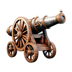 3D Rendering of a War Cannon on Transparent Background - Ai Generated