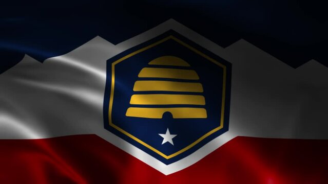 Utah State Waving Flag. Flag of Utah Waving Animation.