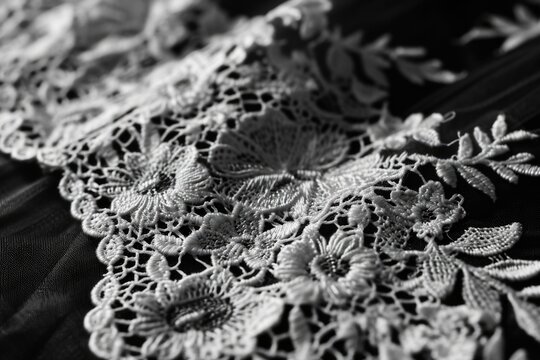 Exquisite Vintage Lace Fabric - Handcrafted Elegance and Intricate Detail