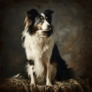 Collie sitting for a professional photograph