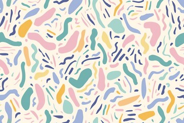 Obraz premium Calming pastel colors grace this random hand-drawn pattern background.
