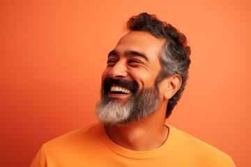 Obraz premium Candid closeup of happy diverse man with bright plain background