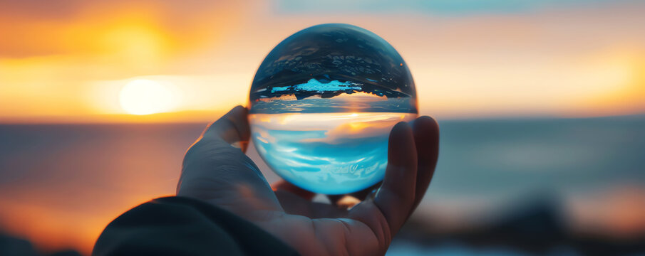 transparent ball in the hand, AI generated image