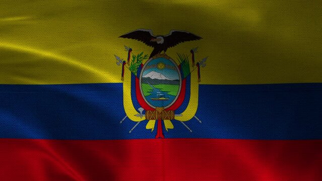 Ecuador Detailed 4k Waving Flag Cloth in 3D Motion	