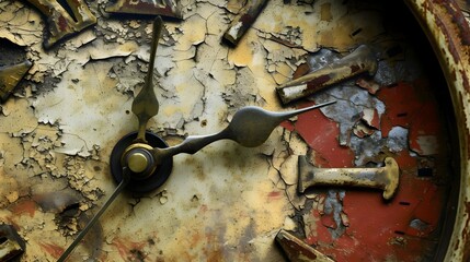 Fototapeta na wymiar Relentless Time: Weathered Clock Face Adding Pressure on Anxiety Sufferers