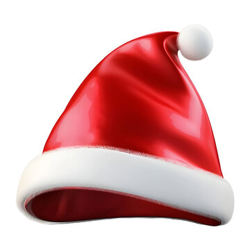 3D Rendering of a Winter Christmas Cap on Transparent Background - Ai Generated