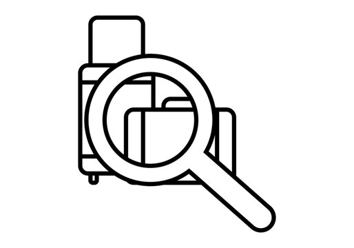 Icono negro de control de equipaje en frontera.
