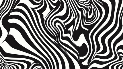 A black and white background with waves, swirls, and twisted pattern
