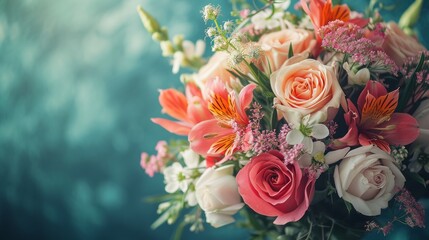 A close-up of a fresh flower bouquet, highlighting botanical beauty