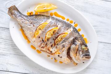 Baked dorado fish