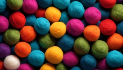 Colorful wool balls background 