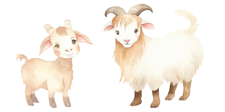 watercolor of goat vector illustration