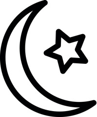 Black outline moon icon - obrazy, fototapety, plakaty