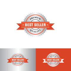 silver orange Best Seller Logo Sticker, Stamp, Icon, Label - Fully Editable HD Template
