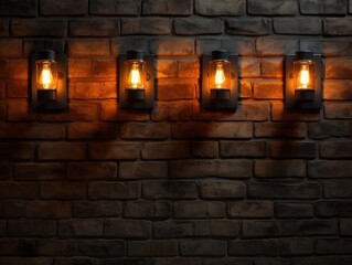 spotlights on a brick wall