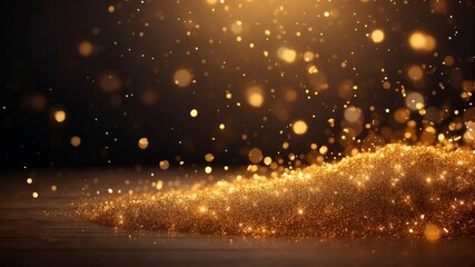 Fototapeta na wymiar gold glow particle bokeh background, abstract glitter wallpaper illustration