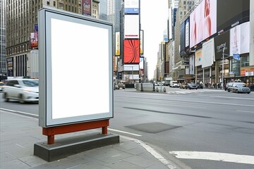 Blank billboard in New York City, USA. 3D Rendering