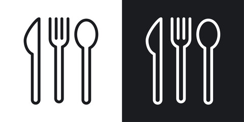 Cutlery Icon Designed in a Line Style on White Background.
