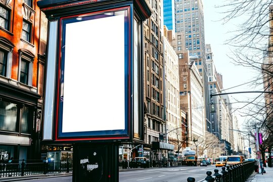 Blank billboard in New York City, USA. 3D Rendering