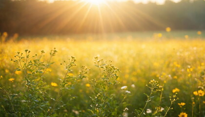 Obraz premium A field full of bright orange flowers illuminated by the morning sun, creating a stunning summer scene. Illumination and summer blurred background, morning.