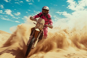 Person Riding a Dirt Bike in the Desert