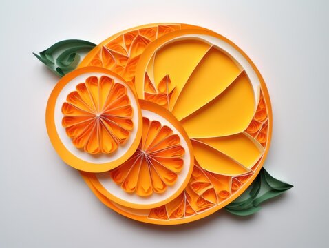 orange isolate on a white background, layered paper art