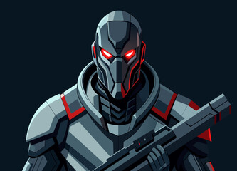 A robotic, cybernetic assassin with advanced weaponry and stealth capabilities. vektor illustation