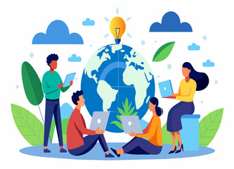 Obraz premium A global energy summit discussing sustainable solutions. vektor illustation