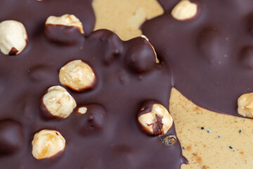 sweet chocolate with cocoa and nuts and other ingredients