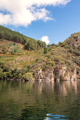 Fototapeta na wymiar Landscape of Galicia, a region in Spain and navigable Sil river