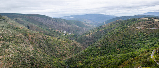 Landscape of Galicia, a region in Spain and navigable Sil river