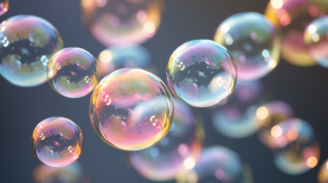 A multitude of soap bunch of bubbles floating in the air., creating a mesmerizing and dynamic scene.