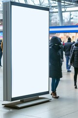 Blank billboard in the airport. Mockup for your design.