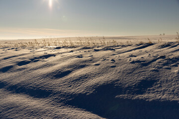 drifts of white pure snow after a snowfall, beautiful white snow