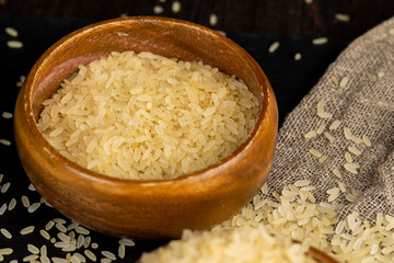 fresh uncooked rice in close-up