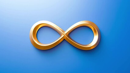 Golden infinity symbol sign on glowing blue background. World autism awareness day, autism rights movement, neurodiversity, autistic acceptance movement