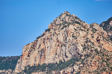 Rugged Sedona Mountain Peak with Stratified Rock Layers