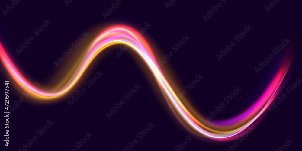 Poster abstract long exposure dynamic speed light trails background. car road silhouette with light and mot