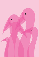 Pink flamingo with monocle and top hat fun illustration. Vector illustration design