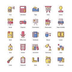office icons set vector stock illustration