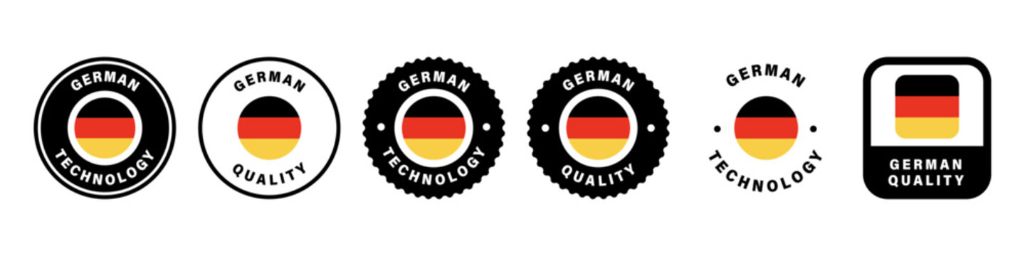 German Quality and Technology - vector labels for product made in Germany.