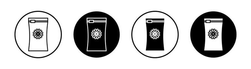 Frozen food bag flat line icon set. Frozen food bag Thin line illustration vector