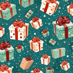Colorful gifts with bows as abstract background, wallpaper, banner, texture design with pattern - vector.