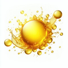 yellow oil splash isolated on white background