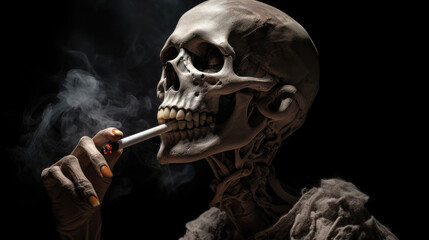 Smoking skeleton. The harm of smoking.